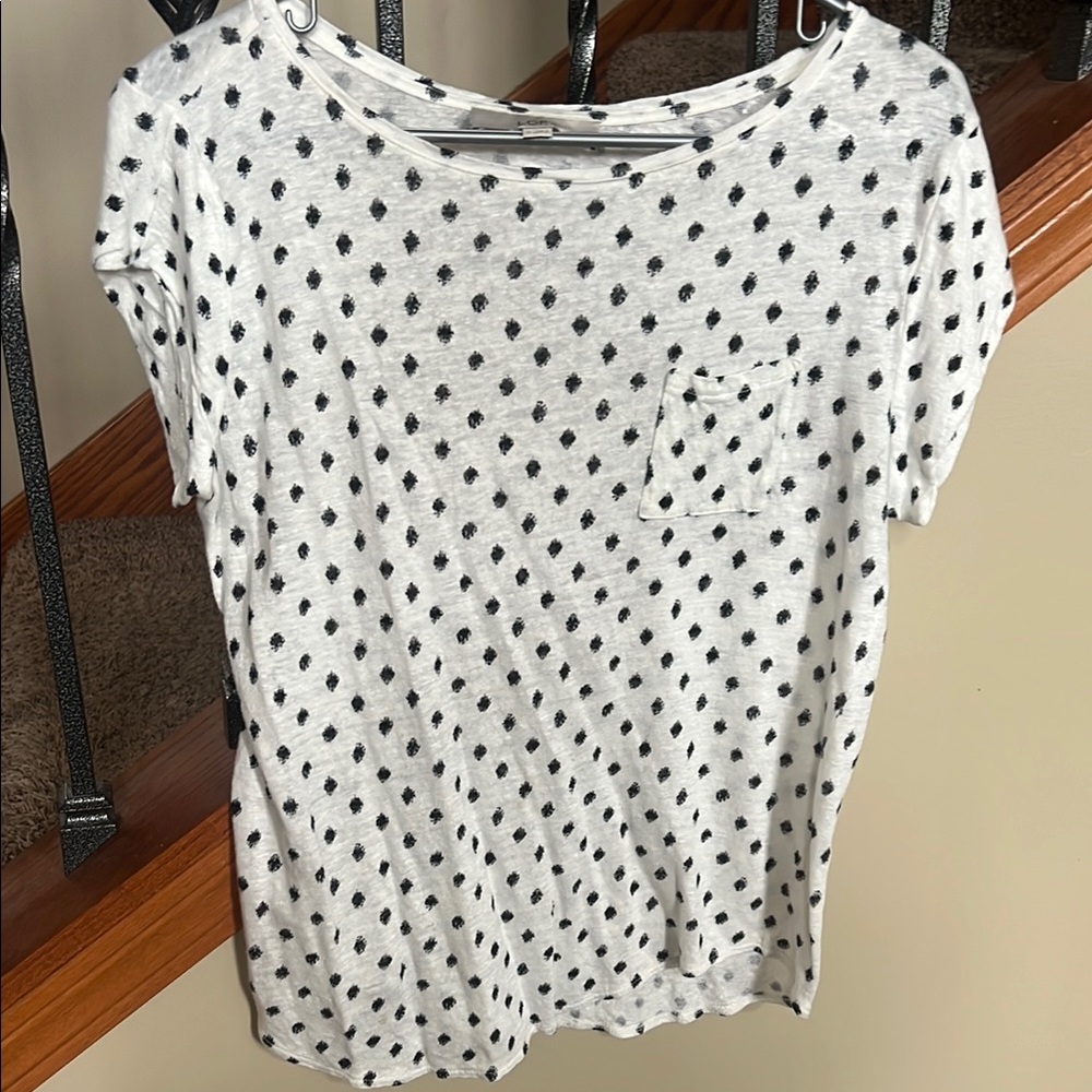 LOFT Black and White Fitted Short Sleeve Tee